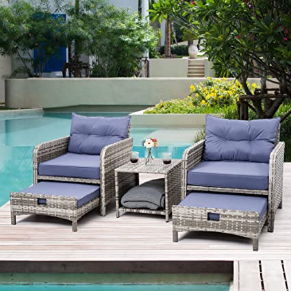 Pamapic 5 Pieces Wicker Patio Furniture